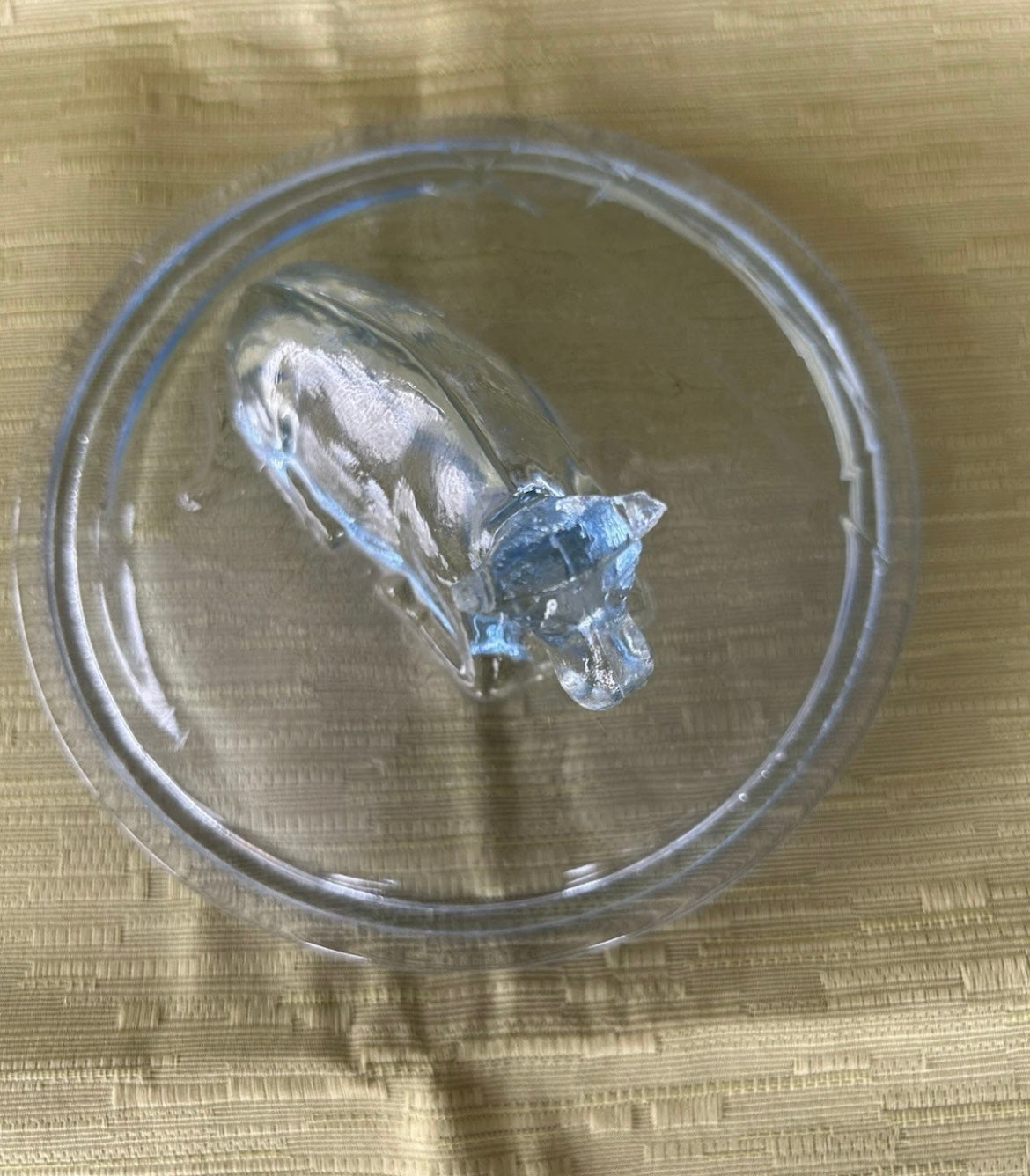 Rare Blue Glass Round Butter Dish Cow 1930’s Art Deco by Stolze Heřmanova Hut