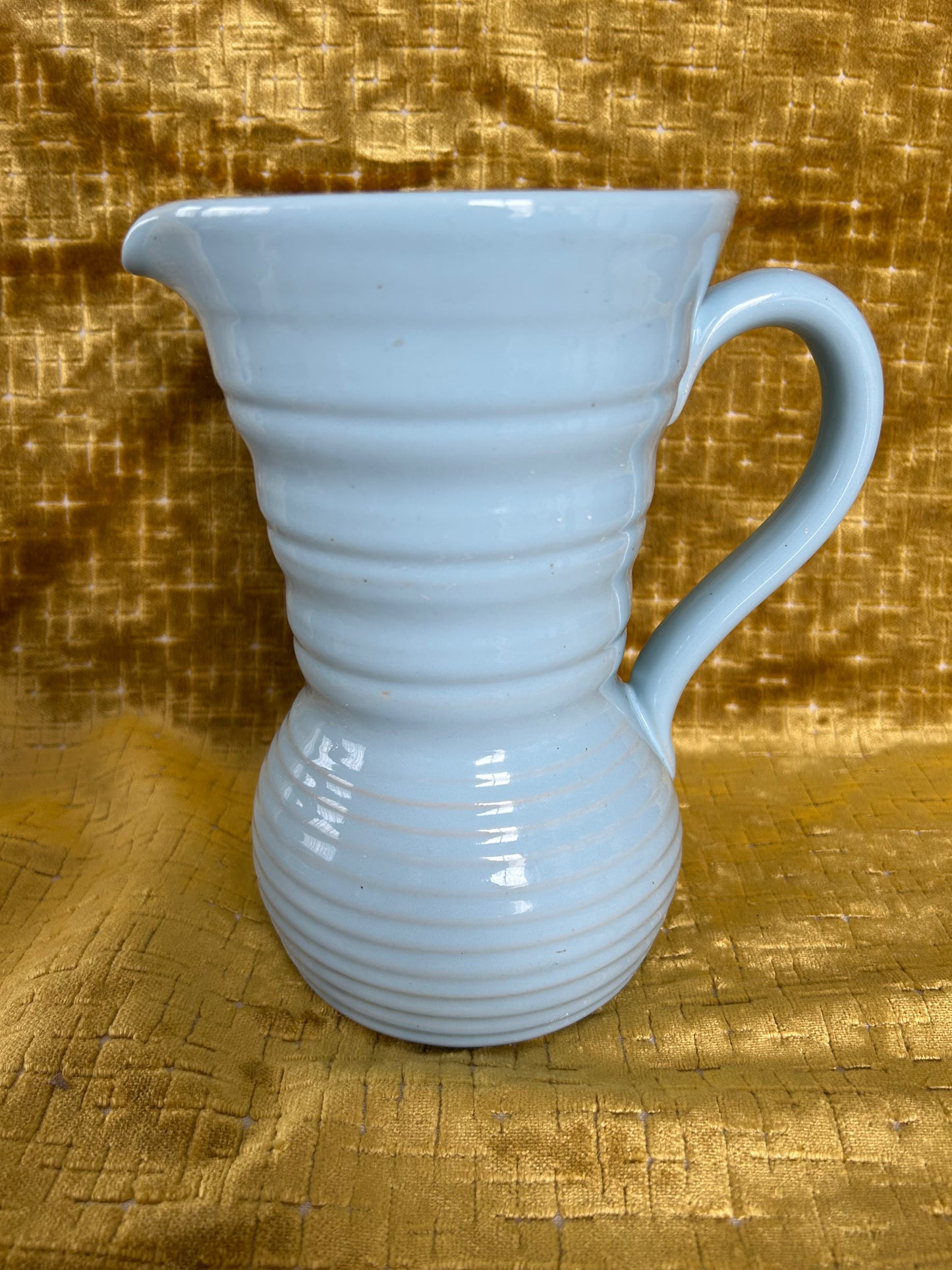 Lovatts Vintage Ceramic Ribbed Jug Pitcher In Pale Blue
