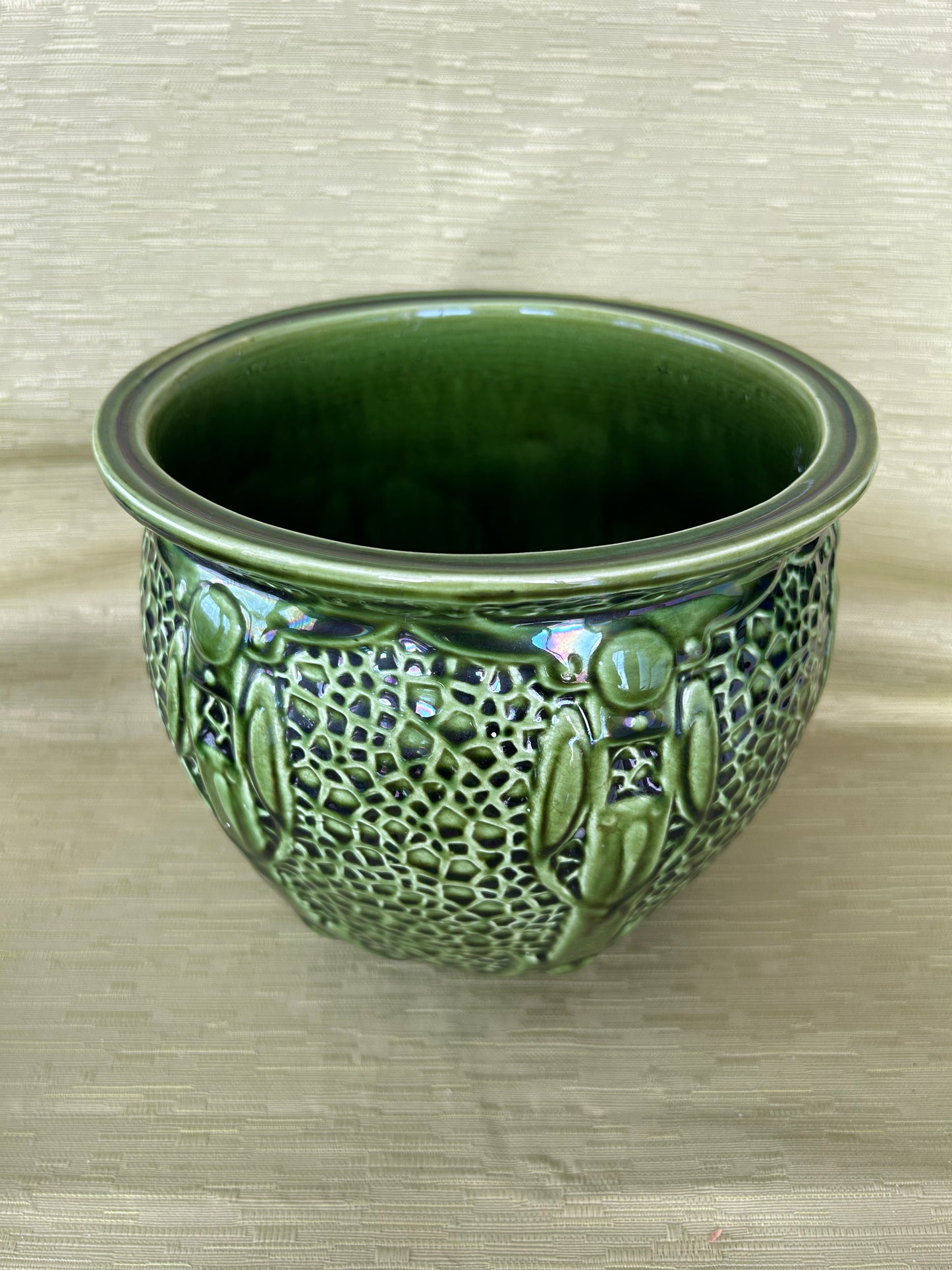 Green Antique Thomas Forester Art Nouveau Majolica Jardinière Florence