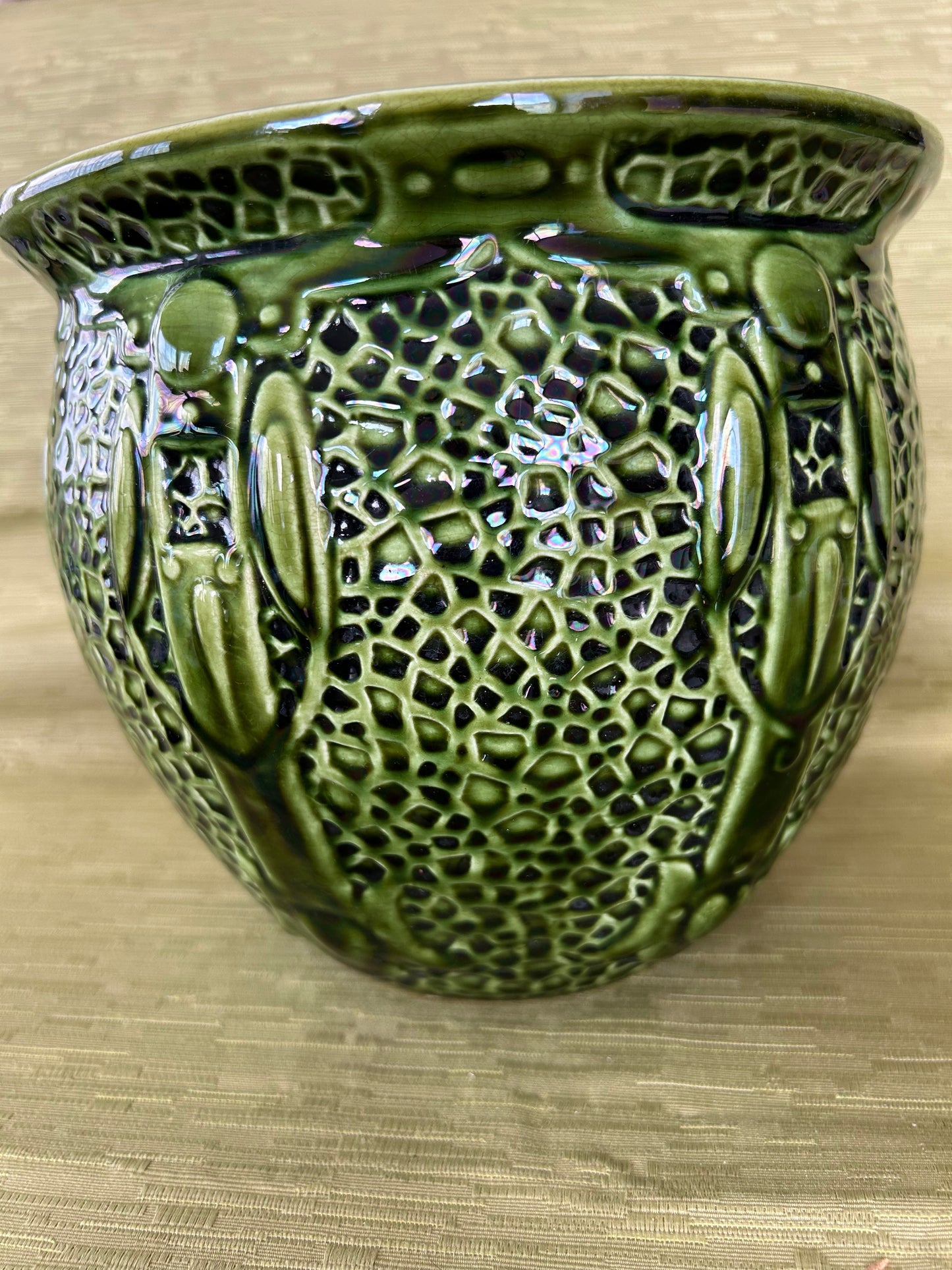 Green Antique Thomas Forester Art Nouveau Majolica Jardinière Florence