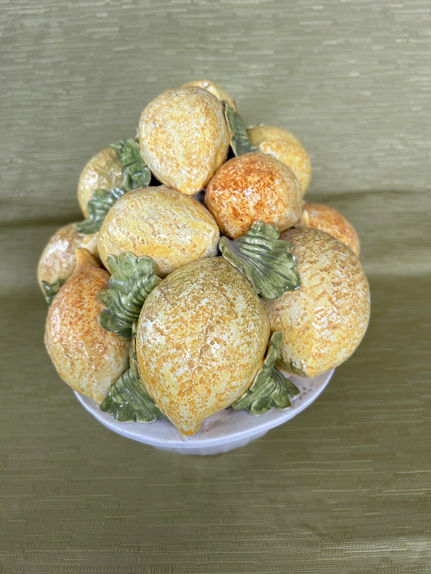 Majolica Art Pottery Centrepiece bowl of Lemons Mid Century