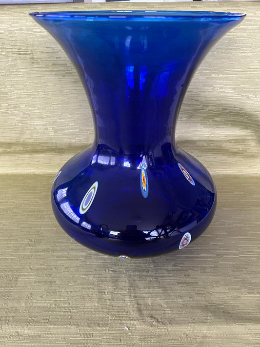 Rare stunning Blue Murano Millefiori Glass Vase