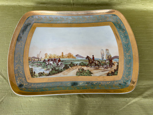 Rare C P Limoges Hunting Scene serving platter / tray