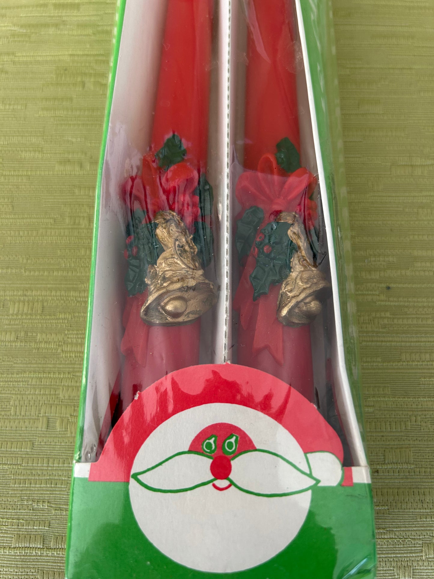 Vintage Christmas Taper Candles x 2 Bell Design