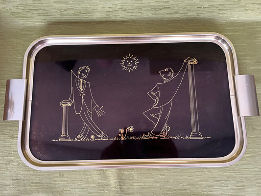 Vintage 1950’s Woodmet Anodised Gold & Black Aluminium Vintage Tray