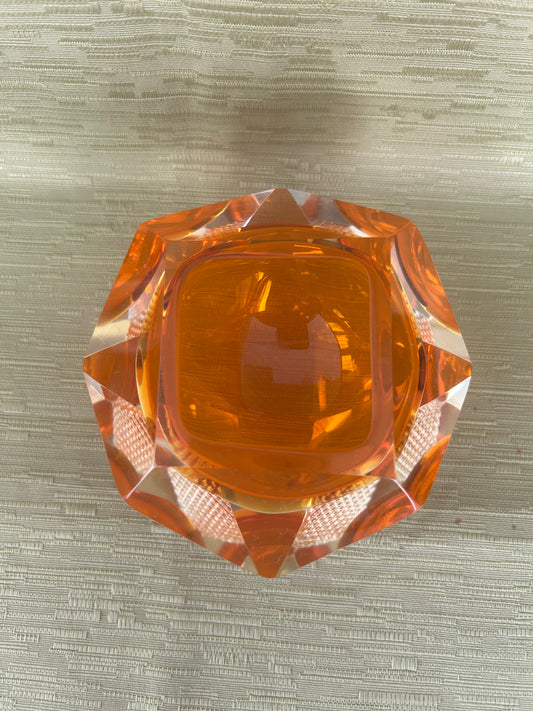 Vintage Italian Murano Glass attributed to Flavio Poli for Seguso 1960s in Vibrant Orange