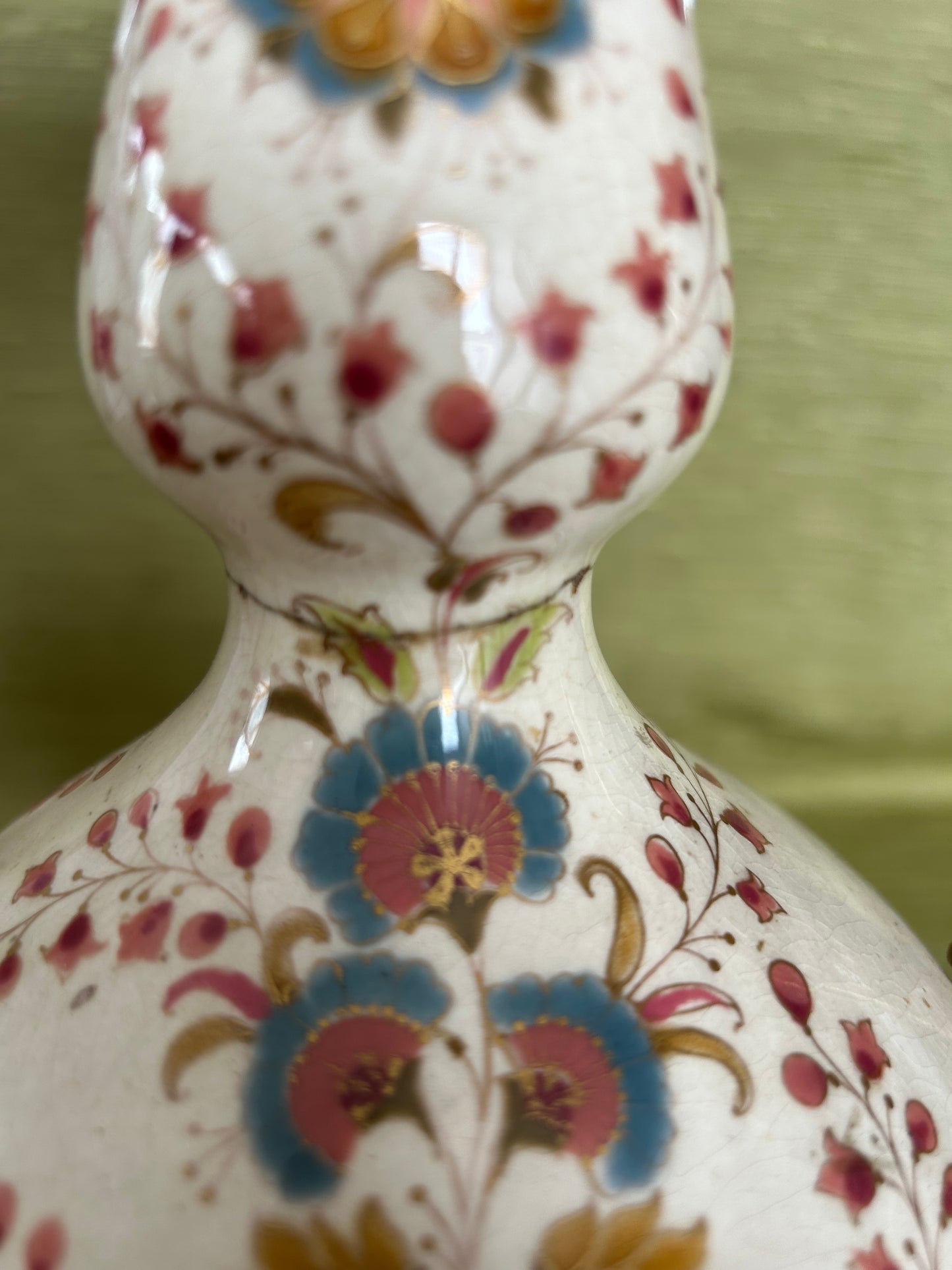 Fine Antique ZSOLNAY PECS Hungary Porcelain Twin Handled Persian Style Vase