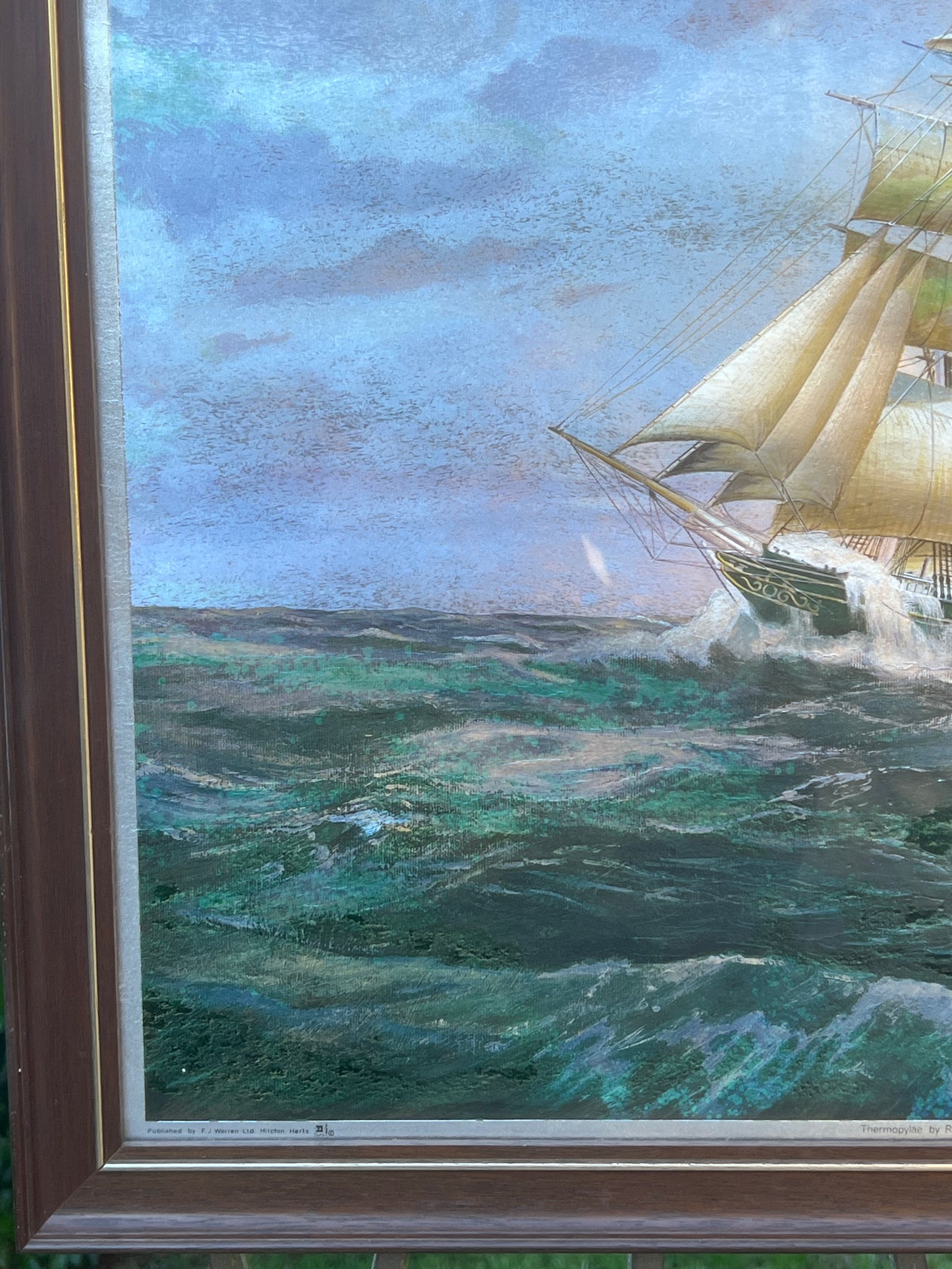 Foil Art Rough Waters Stormy Skies & A Ship Wood Frame Ralph S. Coventry Print