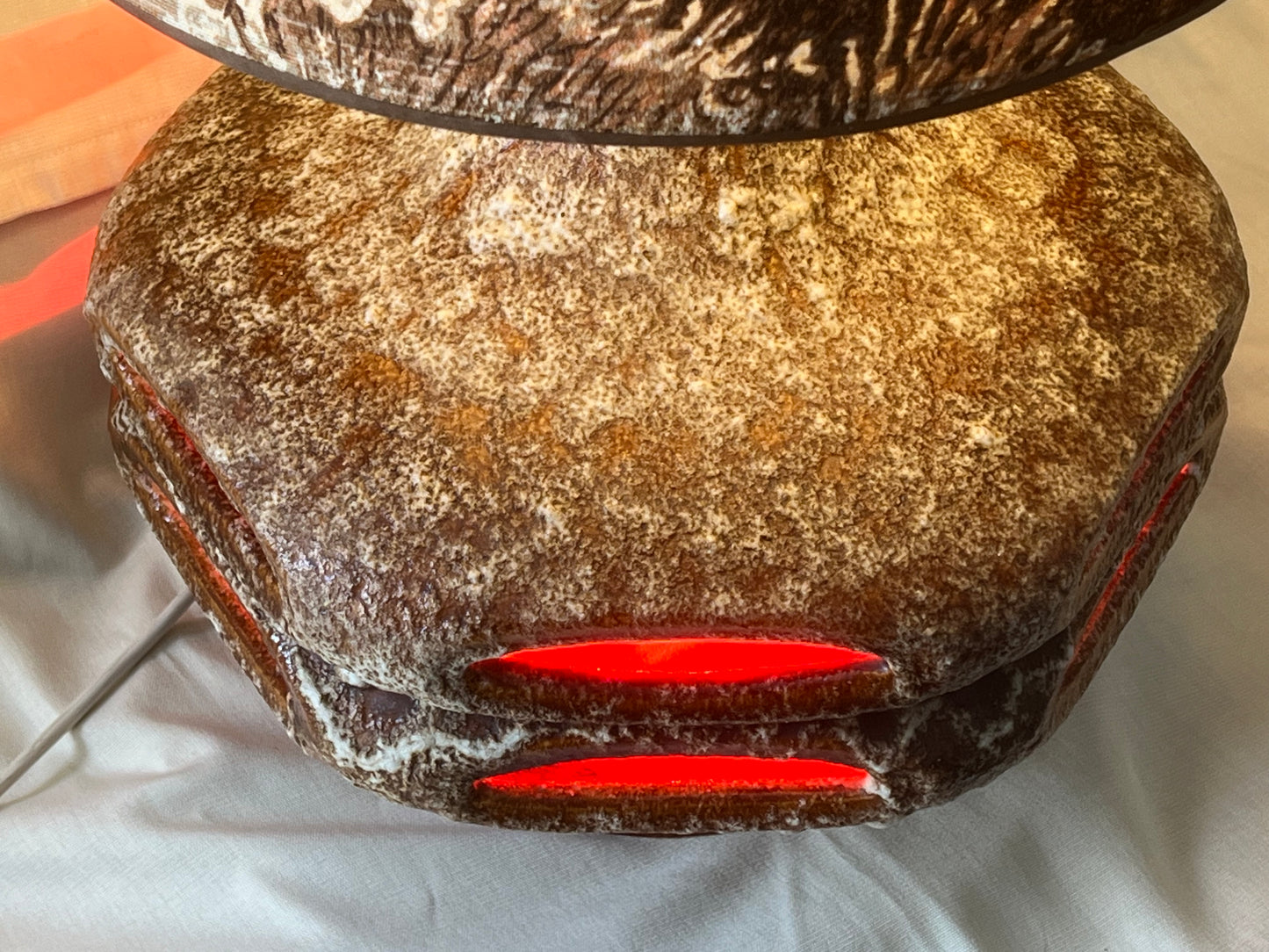 Mid-Century Stein Keramik Fat Lava Double Bulb Lamp including shade