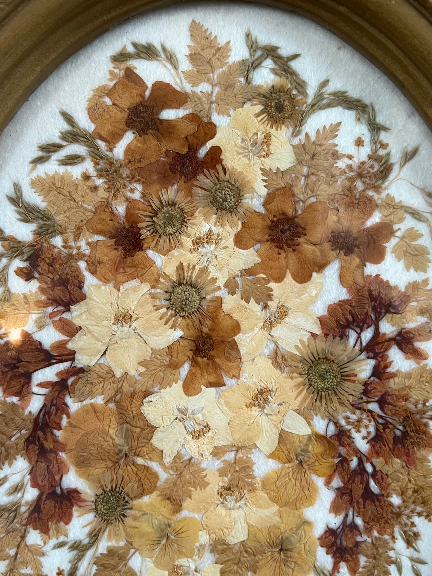 Vintage Oval Framed Dried Flowers Picture Made In Yorkshire Framed Wall Hanging