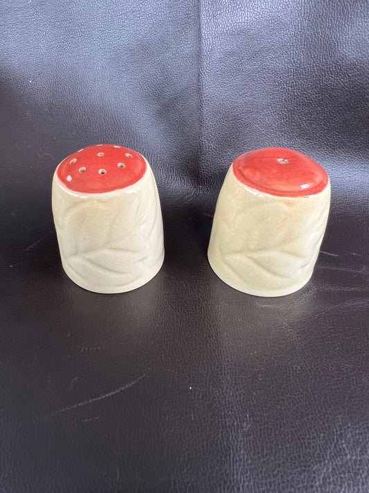 Vintage Carlton Ware Leaf Design Salt & Pepper Pots Autumn Theme With Stoppers