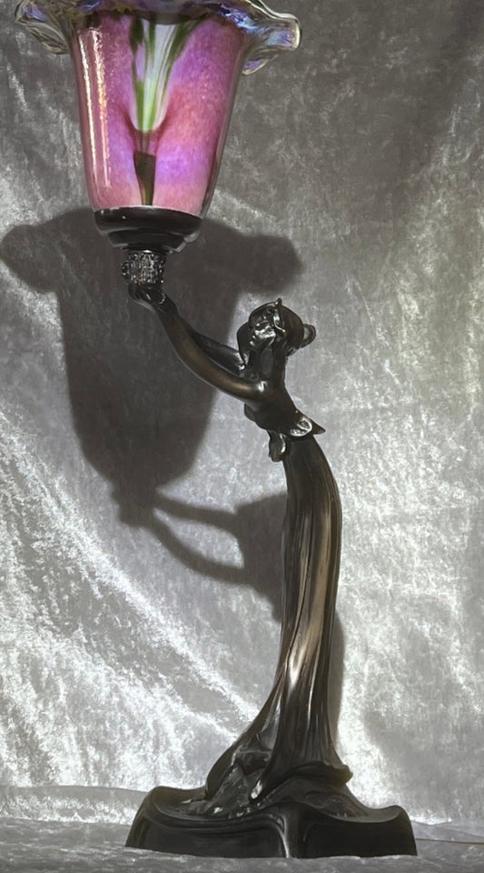Vintage Art Nouveau style Bronze Effect Resin Table Lamp Lady