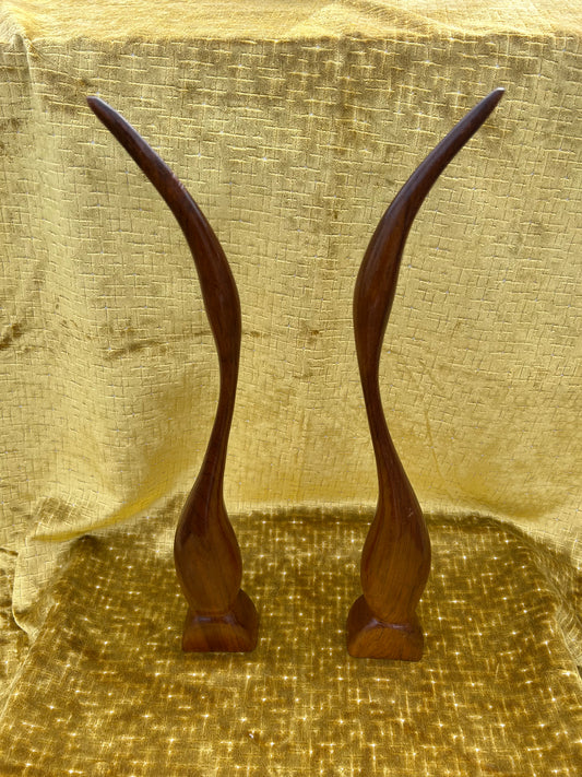 Vintage Retro Danish Teak Abstract Design Stalk Herons Birds Mid Century 1960s