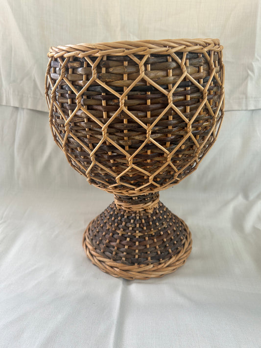 Vintage Retro Wicker Bamboo Footed Plant Pot Stand