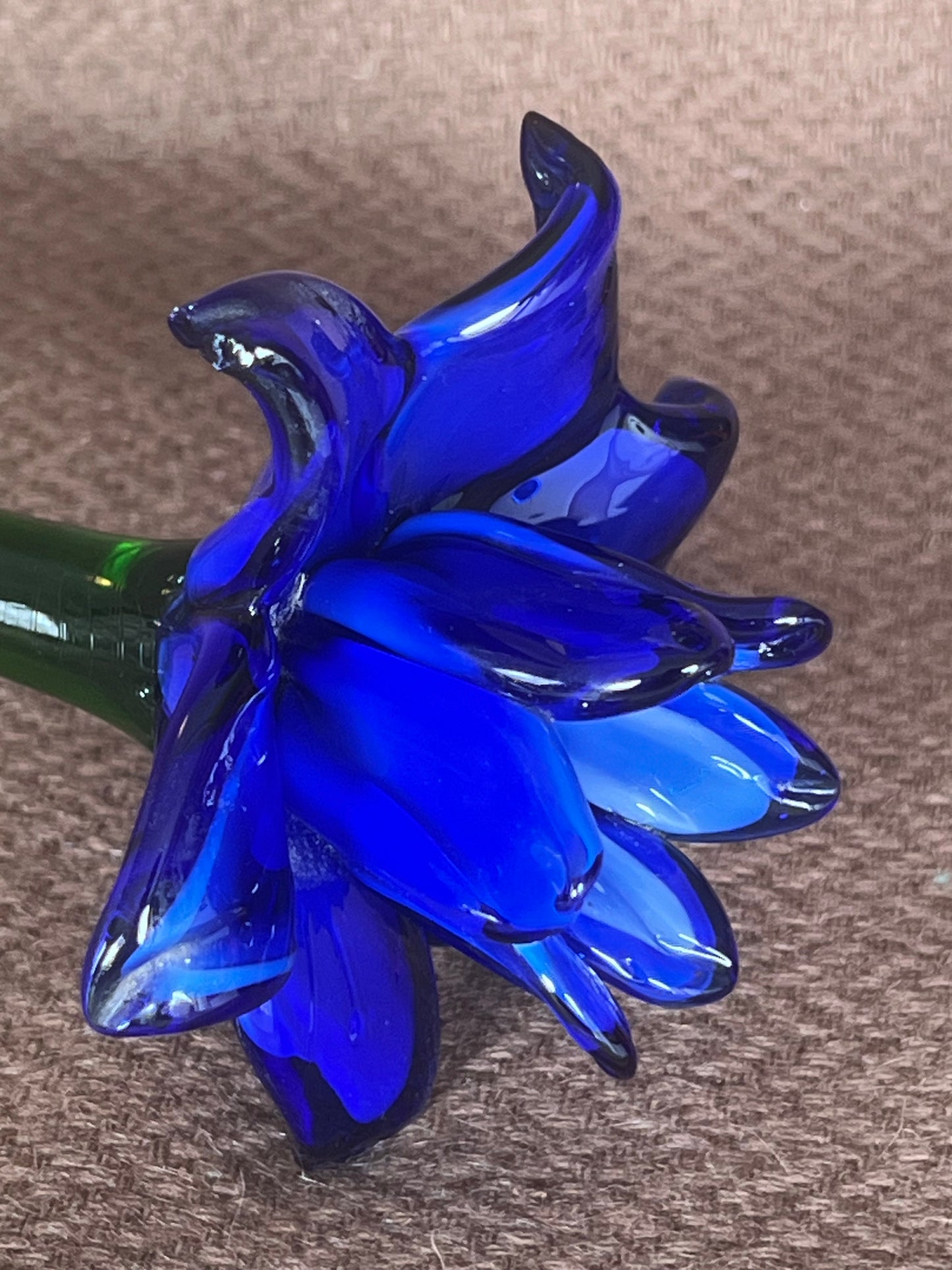 Large Murano Style Glass Flower Blue & White
