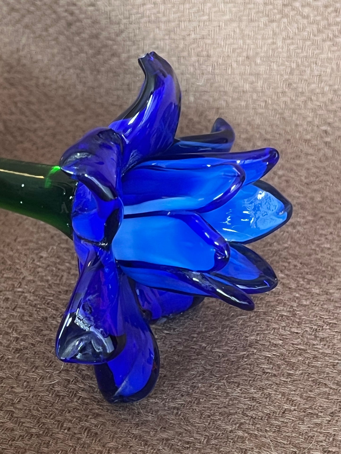 Large Murano Style Glass Flower Blue & White