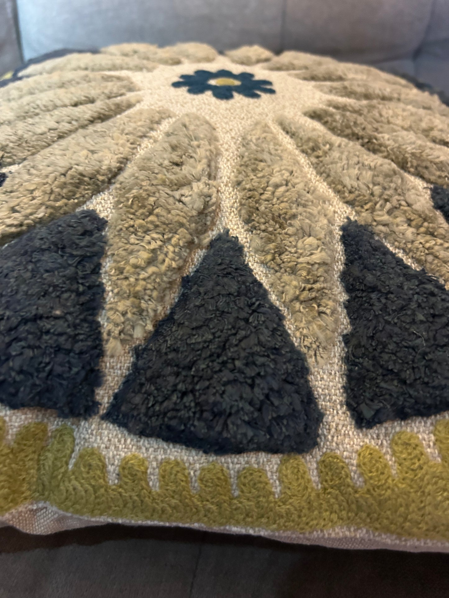Vintage Retro Suzani Persian Style Cushion Embossed Design Blue Cream Green (4 available)