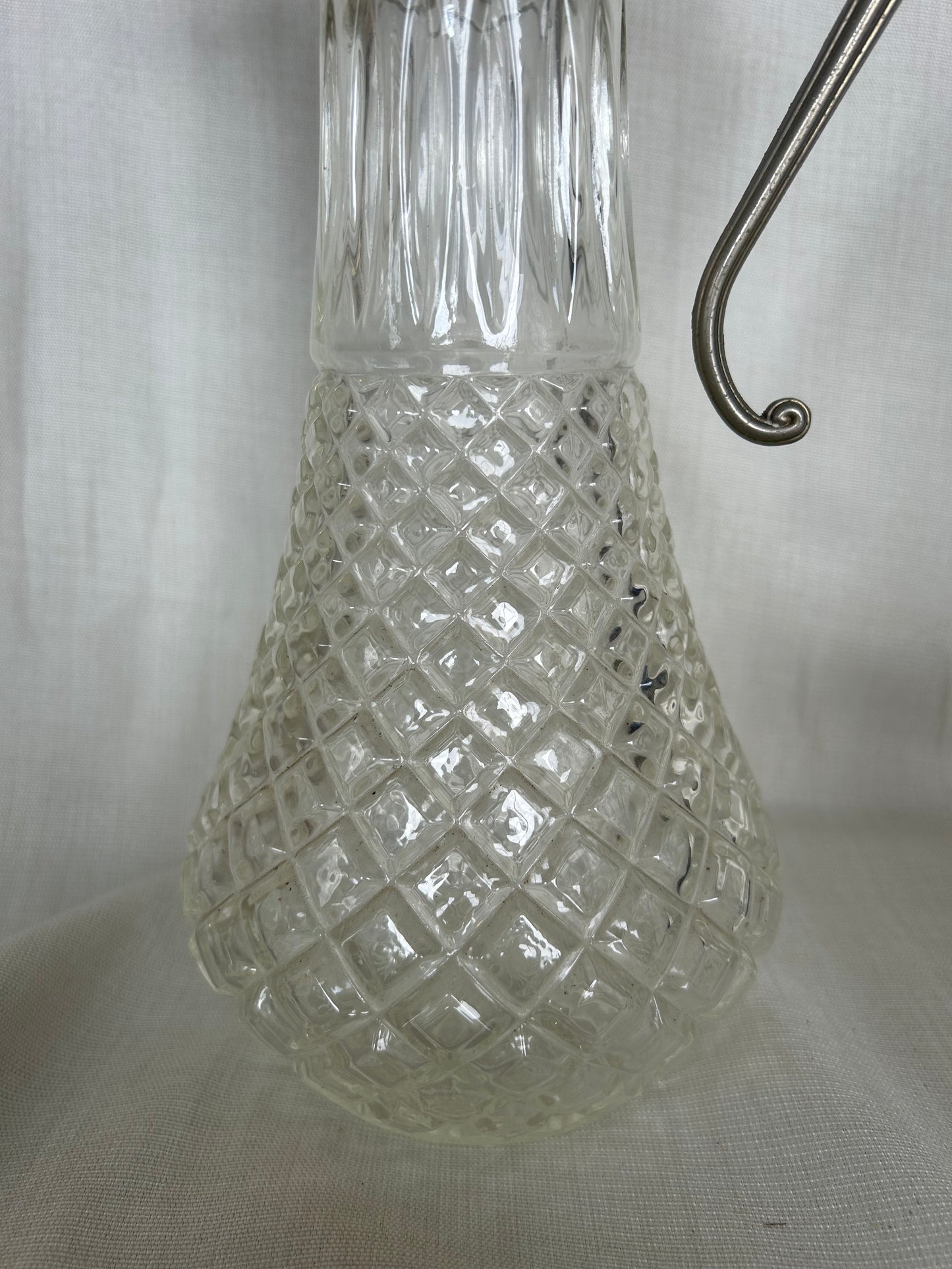 Pair of Antique E.P. Zinc Silver Plated Crystal Decanters