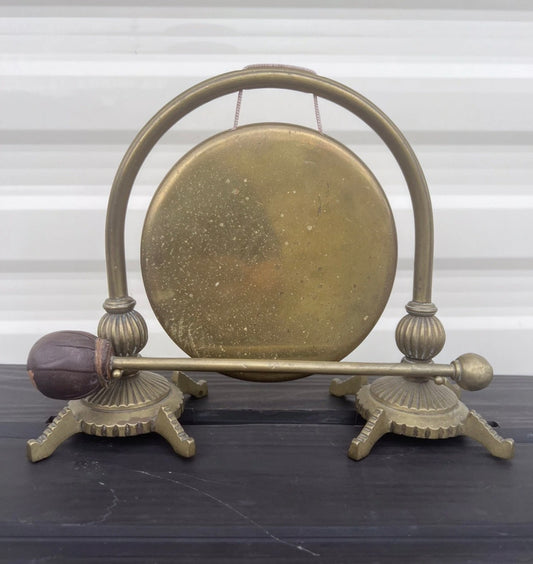 Quality Antique Art Nouveau Brass Dinner Gong, Circa-1930