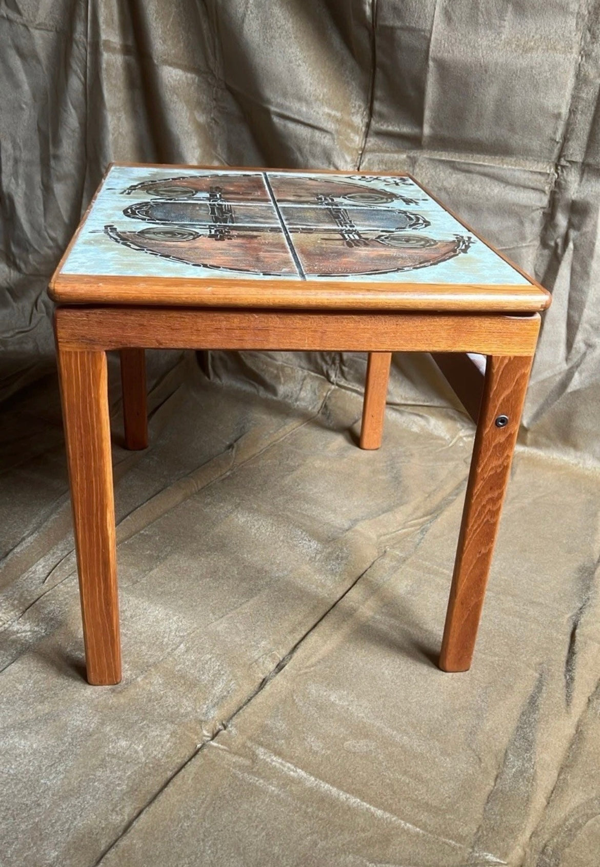 Danish Ox-Art Teak 1976 Nest Of Tables Tiled Tops