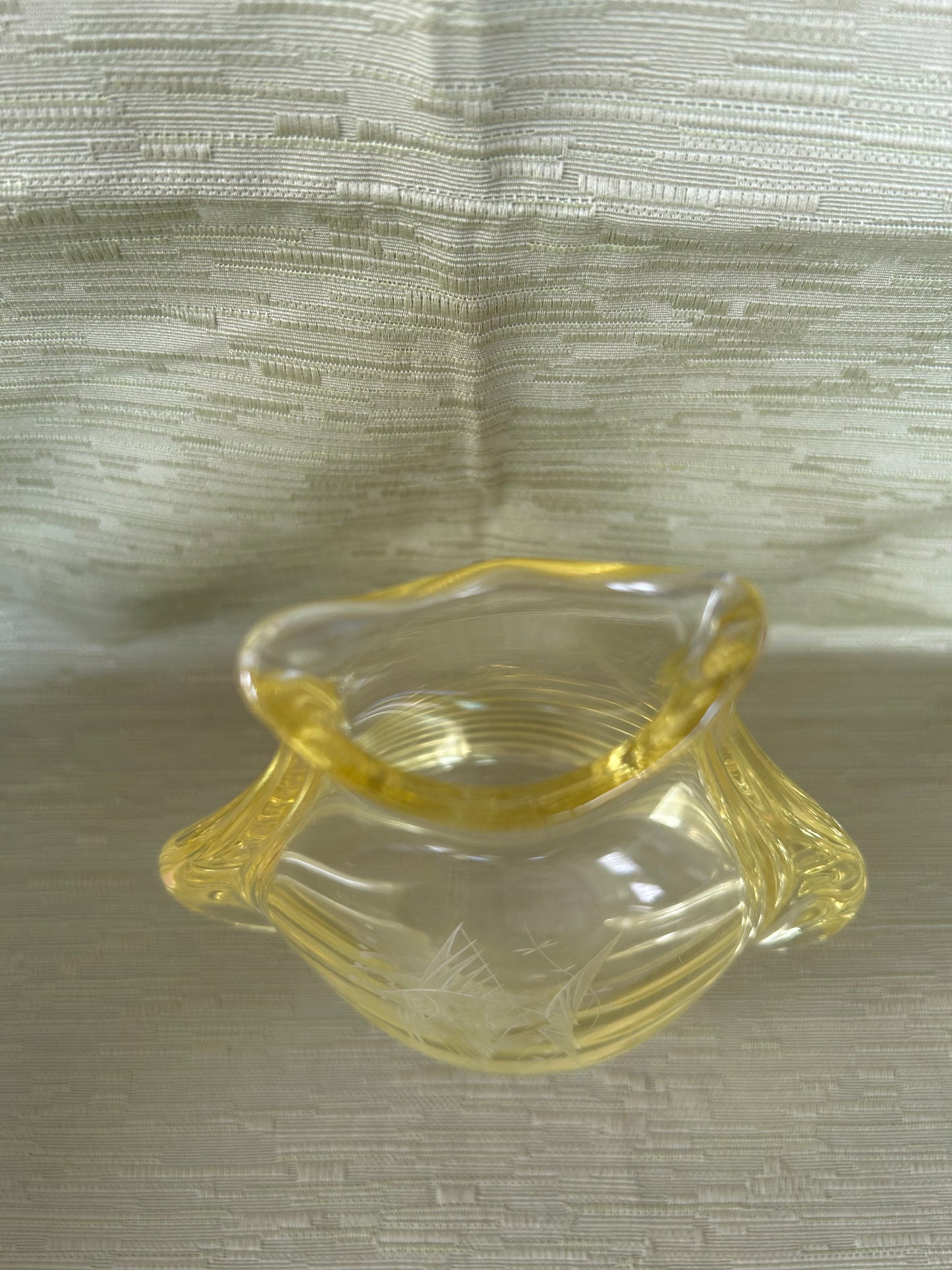Czech 1960s Etched Glass Citrine Czech For Zelezny Brod Sklo