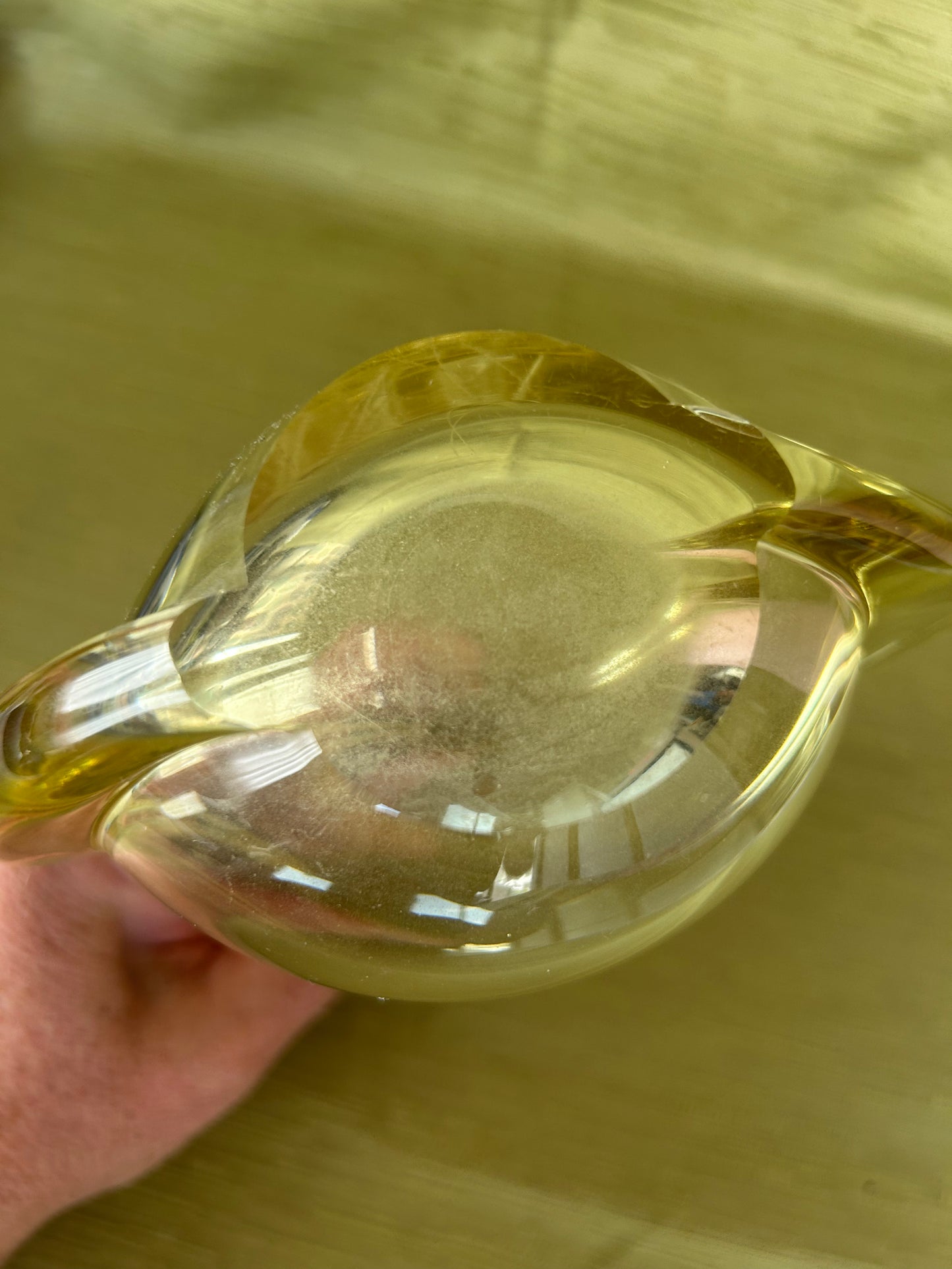 Czech 1960s Etched Glass Citrine Czech For Zelezny Brod Sklo