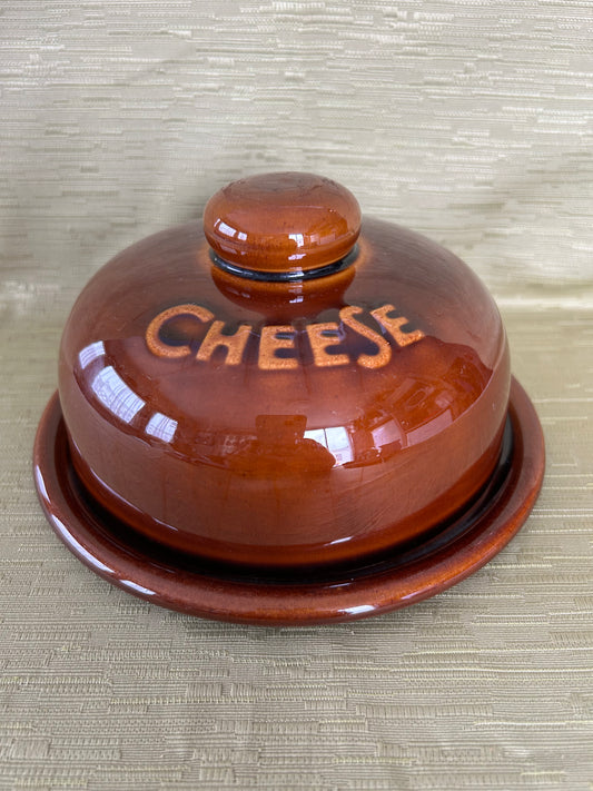 Vintage Cheese Dish Dome DDR German Pottery Lidded & Glazed