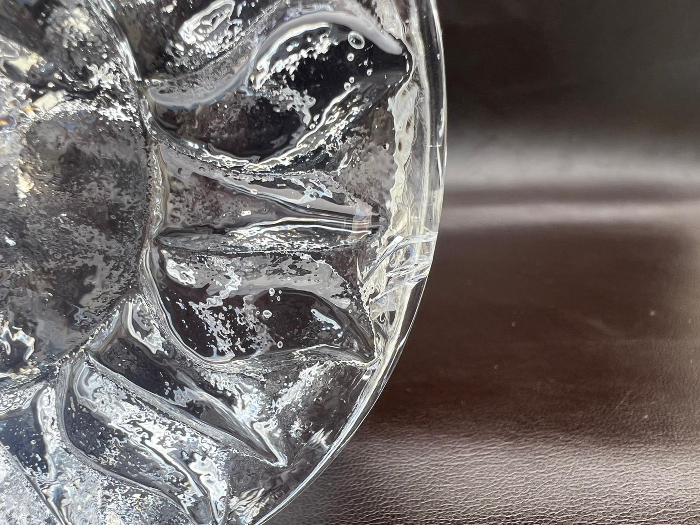 Vintage German Ingrid Glass Block Crystal Solifleur Smiling Sun Face Bud Vase
