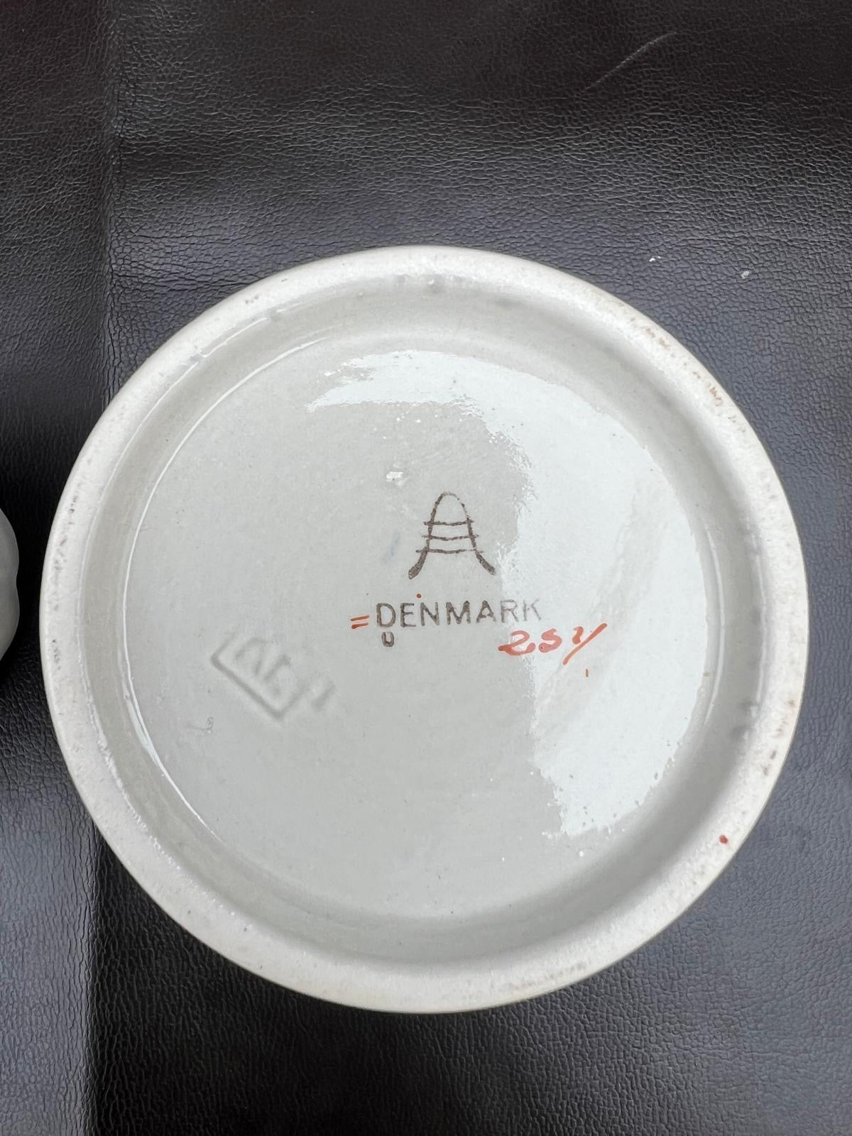Royal Copenhagen Aluminia Oranja Tureby Faience Candle Holder Set Denmark