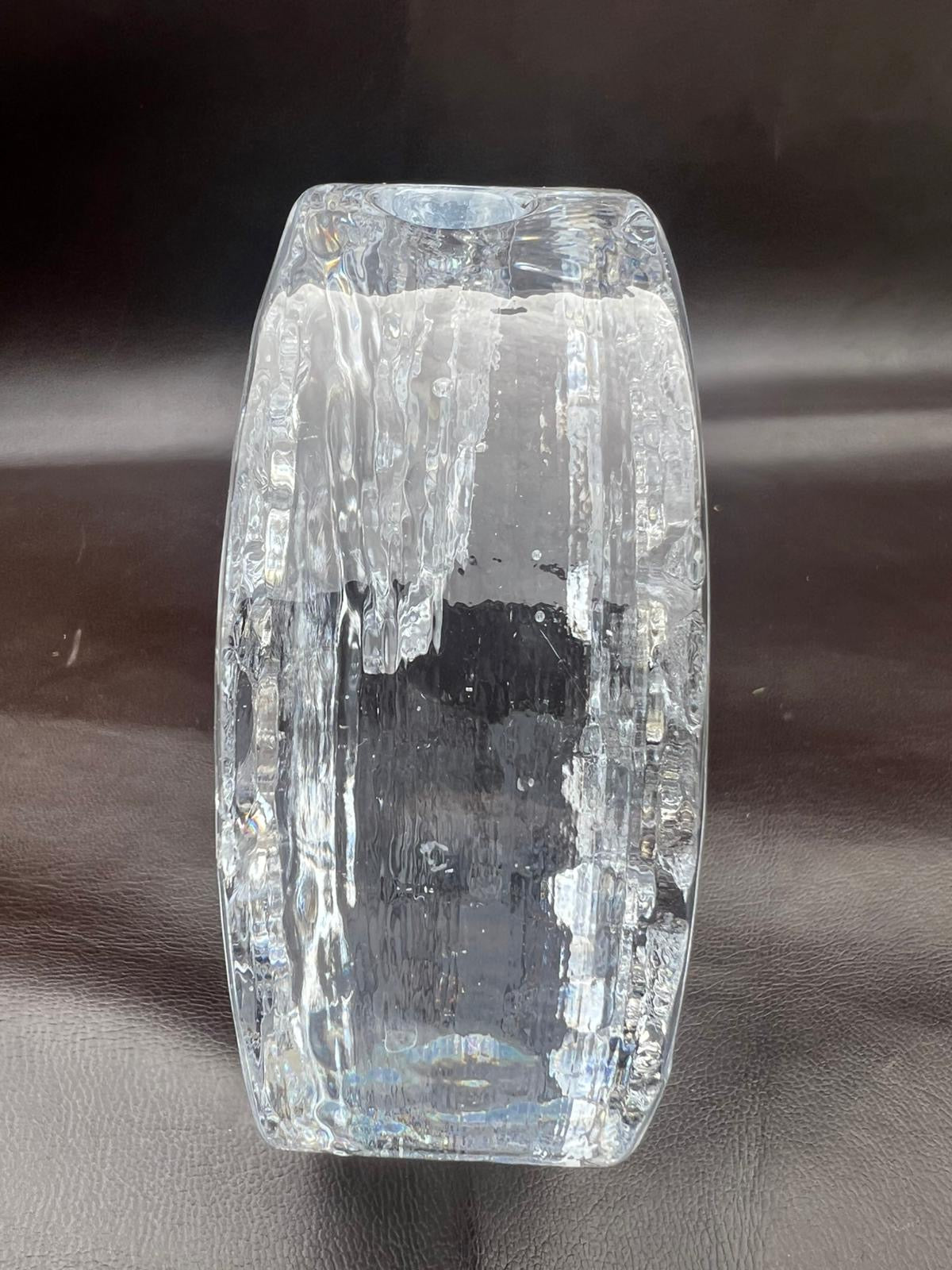 Vintage German Ingrid Glass Block Crystal Solifleur Smiling Sun Face Bud Vase